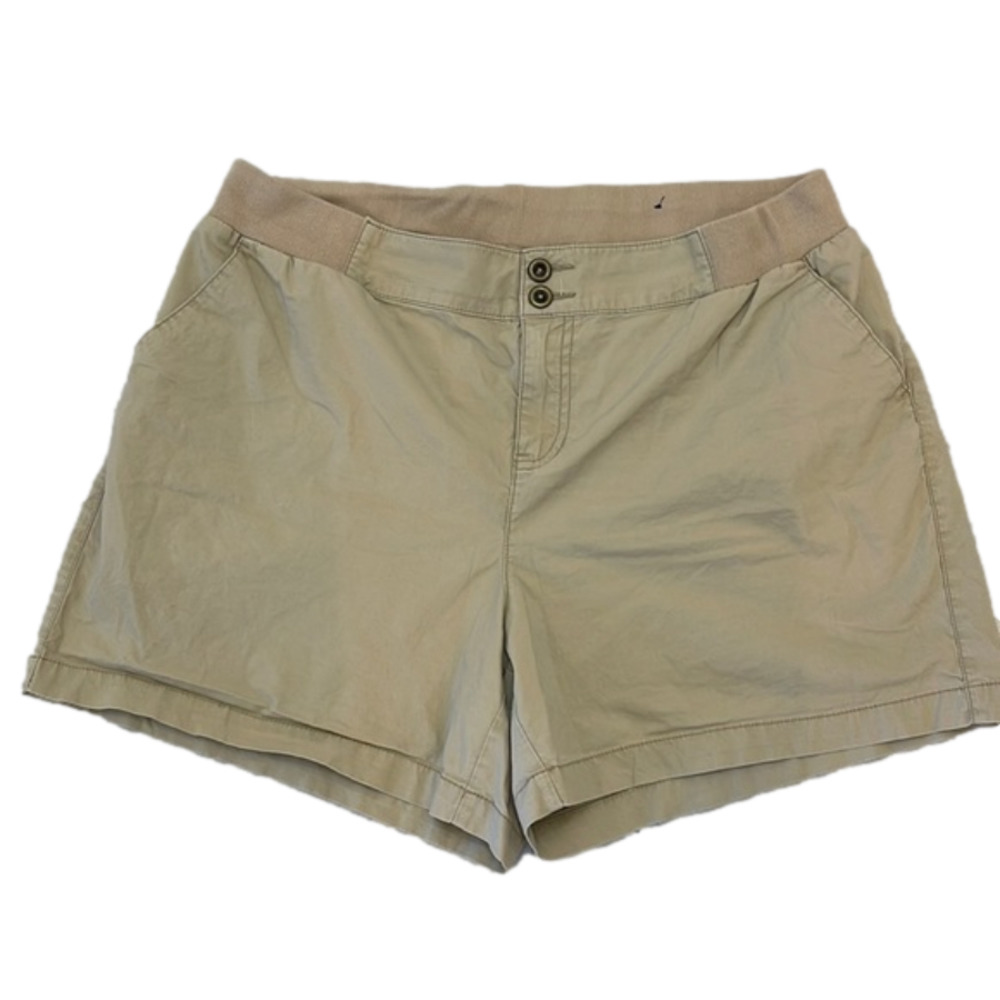 Lane Bryant Pull On  Khaki Style Tan Shorts Elastic Waist. Size 14 Super Comfy